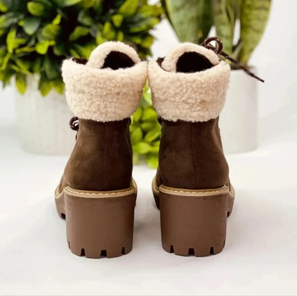 Corkys Squad Brown Sherpa Trim Lace Up Boots New - Picture 2 of 3